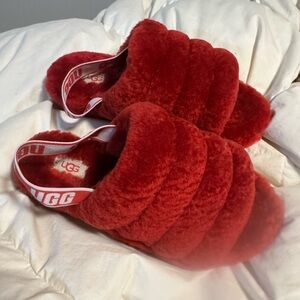 UGG Red Fluff Yeah Slide Slippers